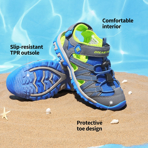 Kids Outdoor Sports Sandals - GREY GREEN BLUE - 3